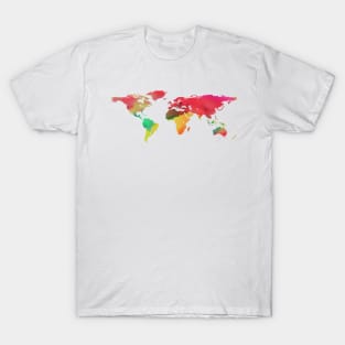 World Map, Watercolor T-Shirt